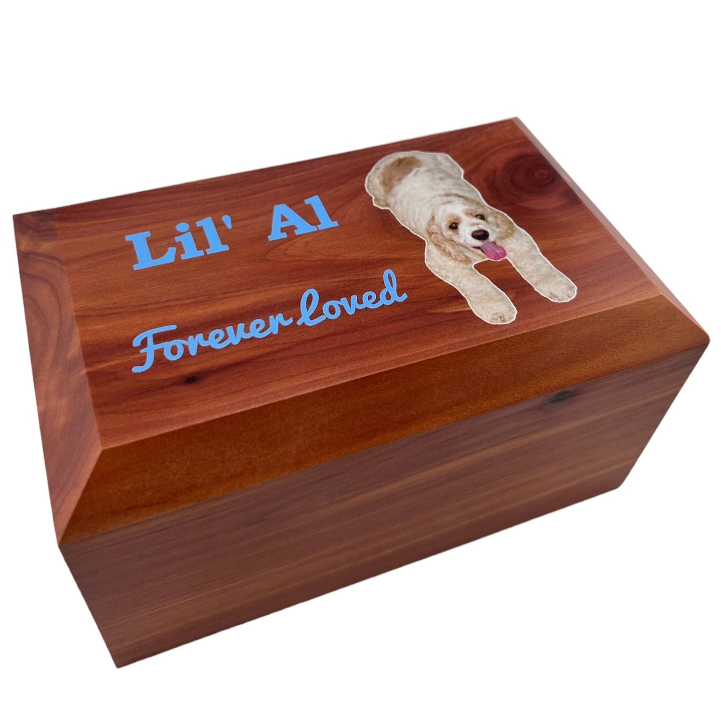 Cocker Spaniel Cedar Photo Pet Urn.